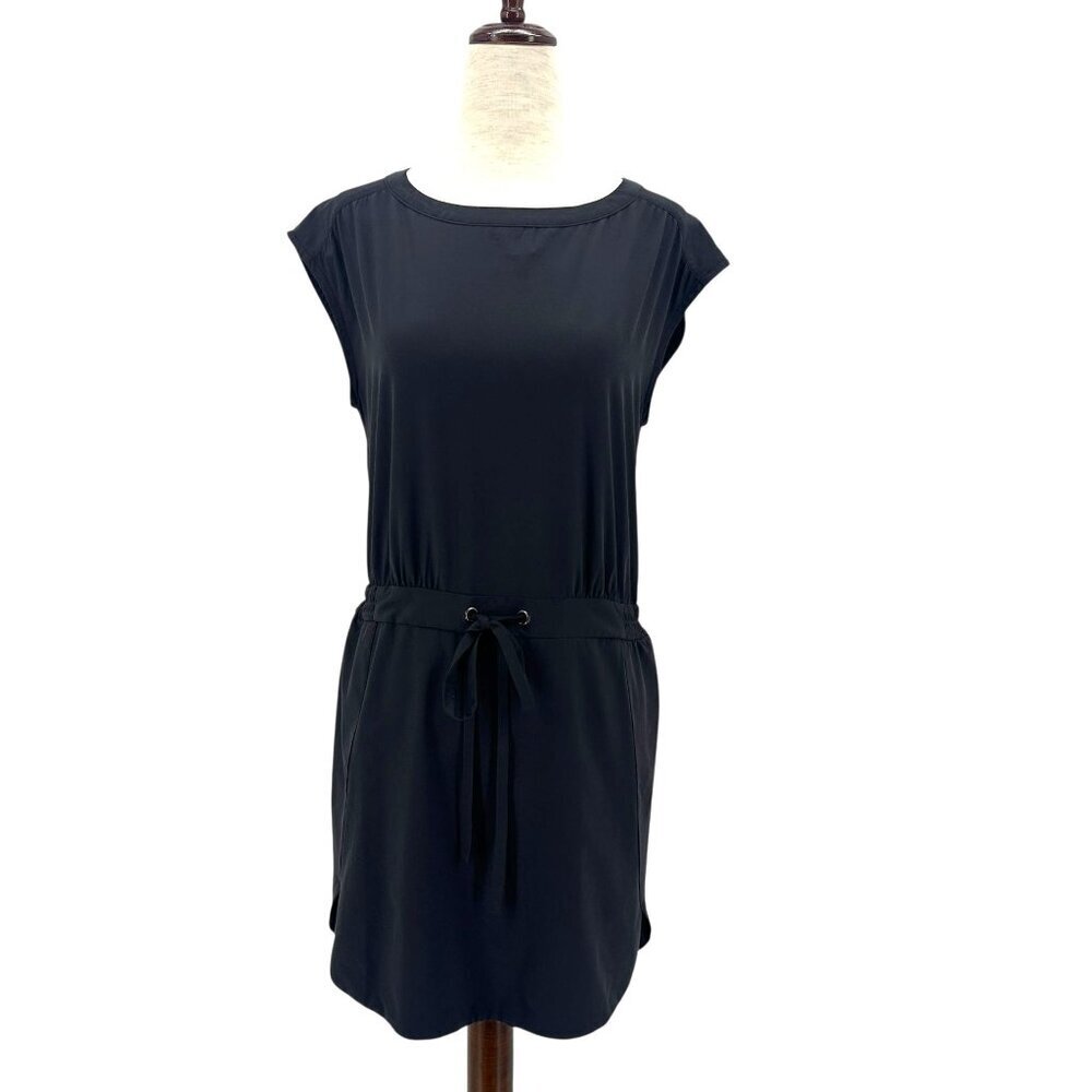 Athleta Womens Petites 2P Dress Perfect Petal Black Short Sleeve Mini